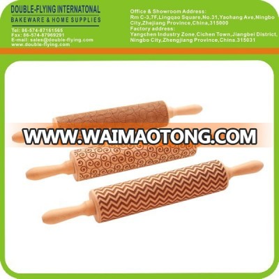 Laser Engraved & Embossing Wooden Rolling Pin